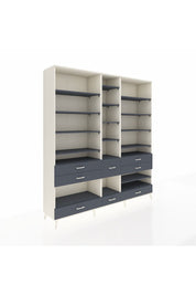 Hyperion Dolap 19 Raflı 8 Çekmeceli 220x44x243 Aytaşı-Antrasit/Antrasit