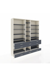 Hyperion Dolap 19 Raflı 8 Çekmeceli 220x44x243 Aytaşı-Antrasit/Antrasit