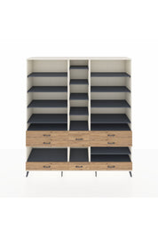 Hyperion Dolap 19 Raflı 8 Çekmeceli 220x44x243 Aytaşı-Antrasit/Çam