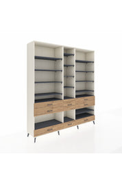 Hyperion Dolap 19 Raflı 8 Çekmeceli 220x44x243 Aytaşı-Antrasit/Çam