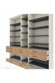 Hyperion Dolap 19 Raflı 8 Çekmeceli 220x44x243 Aytaşı-Antrasit/Çam