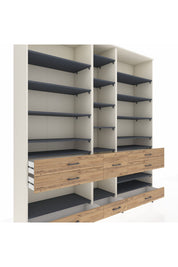 Hyperion Dolap 19 Raflı 8 Çekmeceli 220x44x243 Aytaşı-Antrasit/Çam