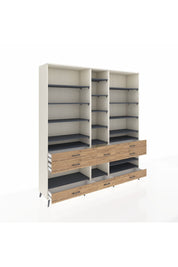 Hyperion Dolap 19 Raflı 8 Çekmeceli 220x44x243 Aytaşı-Antrasit/Çam