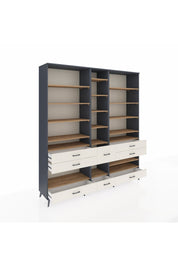 Hyperion Dolap 19 Raflı 8 Çekmeceli 220x44x243 Antrasit-Çam/Aytaşı