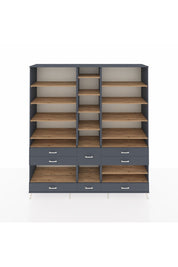 Hyperion Dolap 19 Raflı 8 Çekmeceli 220x44x243 Antrasit-Çam/Antrasit