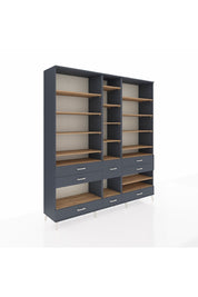 Hyperion Dolap 19 Raflı 8 Çekmeceli 220x44x243 Antrasit-Çam/Antrasit