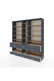 Hyperion Dolap 19 Raflı 8 Çekmeceli 220x44x243 Antrasit-Çam/Antrasit