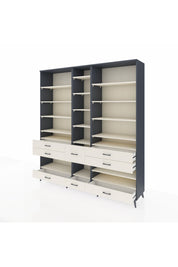 Hyperion Dolap 19 Raflı 8 Çekmeceli 220x44x243 Antrasit-Aytaşı/Aytaşı