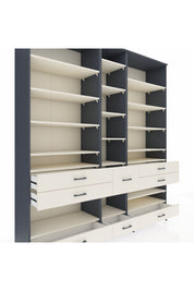 Hyperion Dolap 19 Raflı 8 Çekmeceli 220x44x243 Antrasit-Aytaşı/Aytaşı