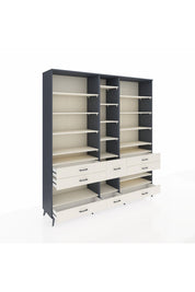 Hyperion Dolap 19 Raflı 8 Çekmeceli 220x44x243 Antrasit-Aytaşı/Aytaşı