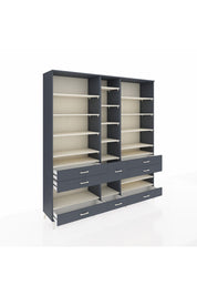 Hyperion Dolap 19 Raflı 8 Çekmeceli 220x44x243 Antrasit-Aytaşı/Antrasit