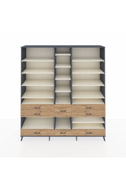 Hyperion Dolap 19 Raflı 8 Çekmeceli 220x44x243 Antrasit-Aytaşı/Çam