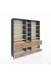 Hyperion Dolap 19 Raflı 8 Çekmeceli 220x44x243 Antrasit-Aytaşı/Çam