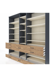 Hyperion Dolap 19 Raflı 8 Çekmeceli 220x44x243 Antrasit-Aytaşı/Çam