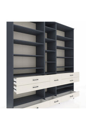 Hyperion Dolap 19 Raflı 8 Çekmeceli 220x44x243 Antrasit-Antrasit/Aytaşı