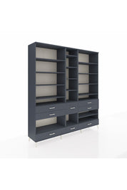 Hyperion Dolap 19 Raflı 8 Çekmeceli 220x44x243 Antrasit-Antrasit/Antrasit