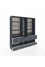 Hyperion Dolap 19 Raflı 8 Çekmeceli 220x44x243 Antrasit-Antrasit/Antrasit