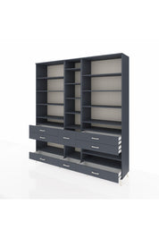 Hyperion Dolap 19 Raflı 8 Çekmeceli 220x44x243 Antrasit-Antrasit/Antrasit