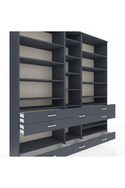 Hyperion Dolap 19 Raflı 8 Çekmeceli 220x44x243 Antrasit-Antrasit/Antrasit