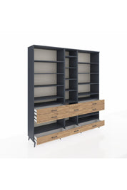 Hyperion Dolap 19 Raflı 8 Çekmeceli 220x44x243 Antrasit-Antrasit/Çam