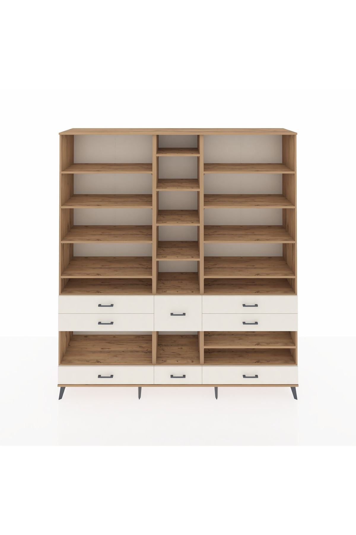 Hyperion Dolap 19 Raflı 8 Çekmeceli 220x44x243 Çam-Çam/Aytaşı