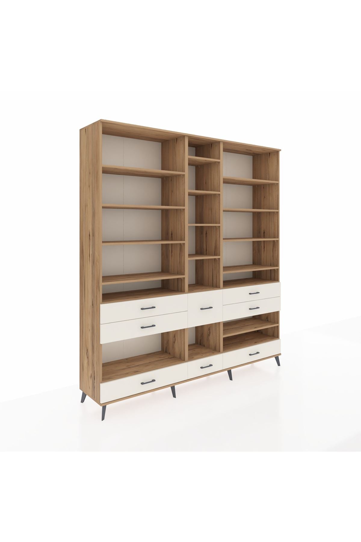 Hyperion Dolap 19 Raflı 8 Çekmeceli 220x44x243 Çam-Çam/Aytaşı