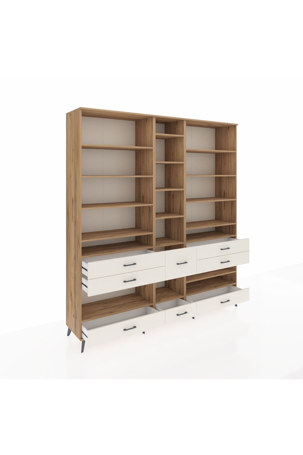 Hyperion Dolap 19 Raflı 8 Çekmeceli 220x44x243 Çam-Çam/Aytaşı