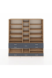 Hyperion Dolap 19 Raflı 8 Çekmeceli 220x44x243 Çam-Çam/Antrasit