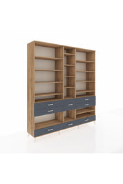 Hyperion Dolap 19 Raflı 8 Çekmeceli 220x44x243 Çam-Çam/Antrasit