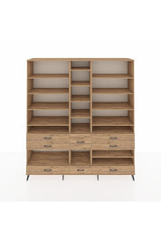 Hyperion Dolap 19 Raflı 8 Çekmeceli 220x44x243 Çam-Çam/Çam