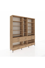 Hyperion Dolap 19 Raflı 8 Çekmeceli 220x44x243 Çam-Çam/Çam