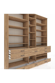 Hyperion Dolap 19 Raflı 8 Çekmeceli 220x44x243 Çam-Çam/Çam