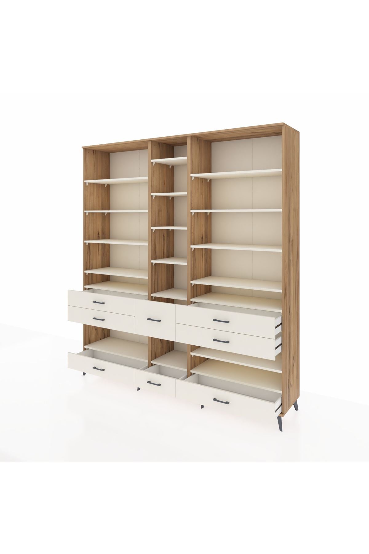 Hyperion Dolap 19 Raflı 8 Çekmeceli 220x44x243 Çam-Aytaşı/Aytaşı