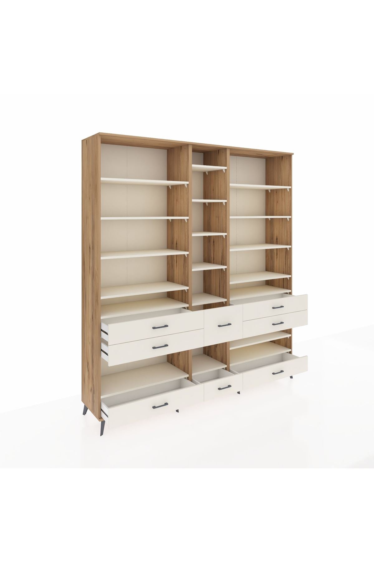 Hyperion Dolap 19 Raflı 8 Çekmeceli 220x44x243 Çam-Aytaşı/Aytaşı