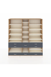 Hyperion Dolap 19 Raflı 8 Çekmeceli 220x44x243 Çam-Aytaşı/Antrasit