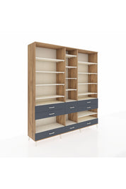 Hyperion Dolap 19 Raflı 8 Çekmeceli 220x44x243 Çam-Aytaşı/Antrasit