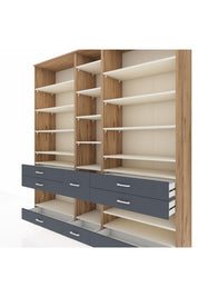 Hyperion Dolap 19 Raflı 8 Çekmeceli 220x44x243 Çam-Aytaşı/Antrasit