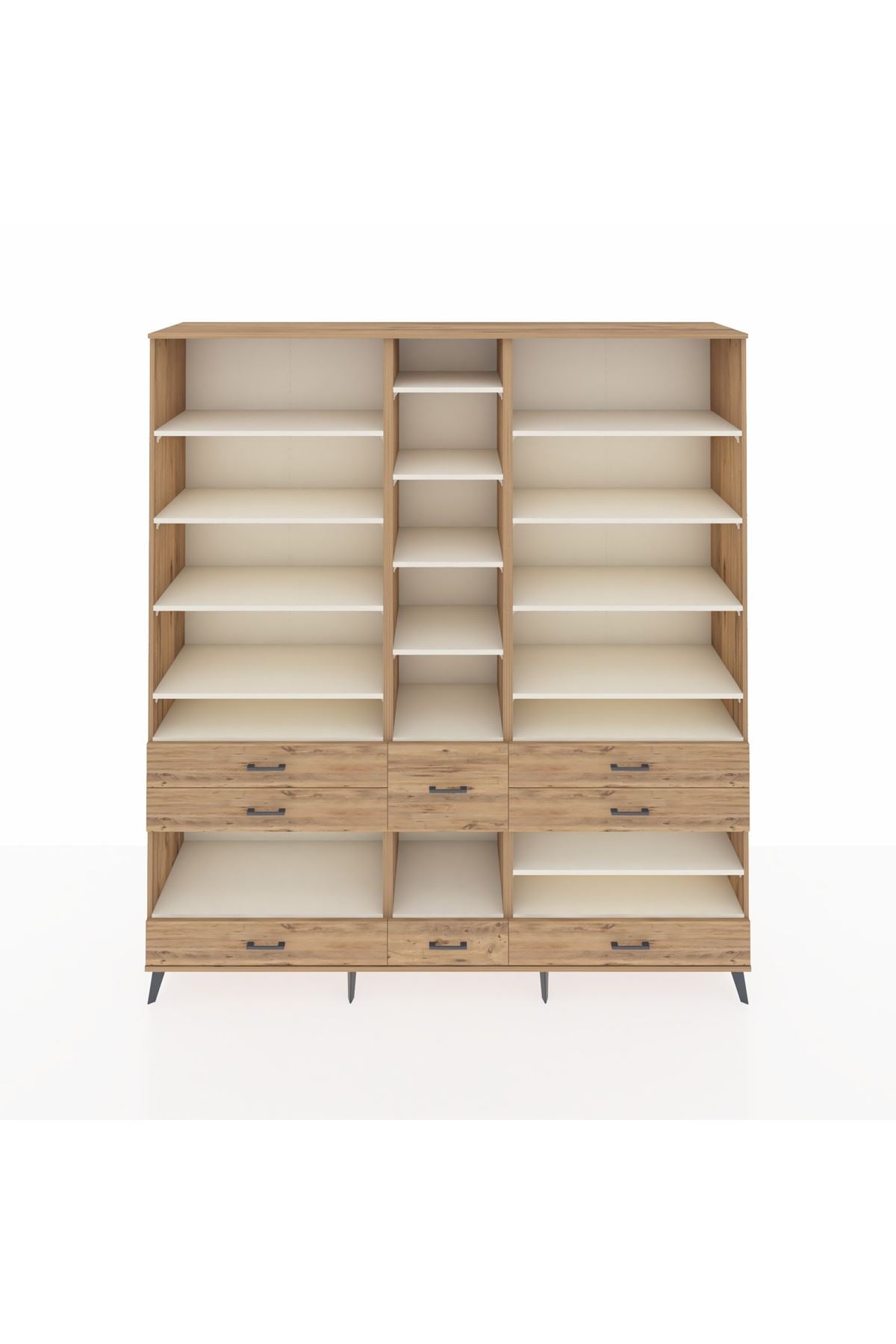 Hyperion Dolap 19 Raflı 8 Çekmeceli 220x44x243 Çam-Aytaşı/Çam