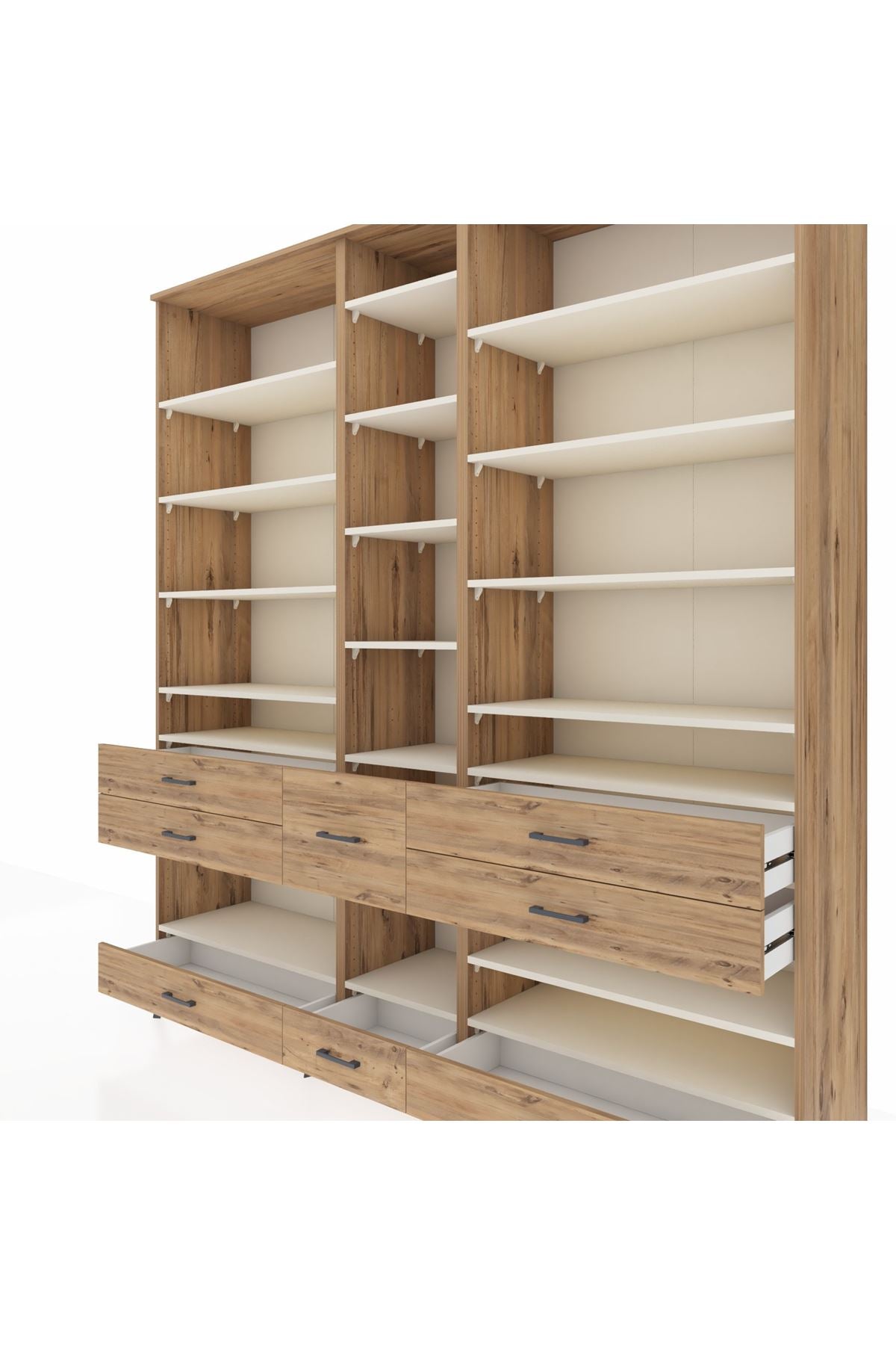 Hyperion Dolap 19 Raflı 8 Çekmeceli 220x44x243 Çam-Aytaşı/Çam