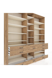 Hyperion Dolap 19 Raflı 8 Çekmeceli 220x44x243 Çam-Aytaşı/Çam