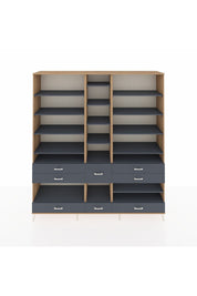 Hyperion Dolap 19 Raflı 8 Çekmeceli 220x44x243 Çam-Antrasit/Antrasit