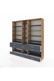 Hyperion Dolap 19 Raflı 8 Çekmeceli 220x44x243 Çam-Antrasit/Antrasit