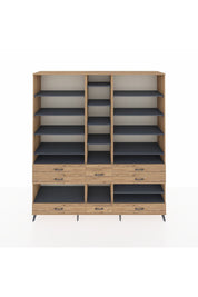 Hyperion Dolap 19 Raflı 8 Çekmeceli 220x44x243 Çam-Antrasit/Çam
