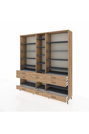 Hyperion Dolap 19 Raflı 8 Çekmeceli 220x44x243 Çam-Antrasit/Çam