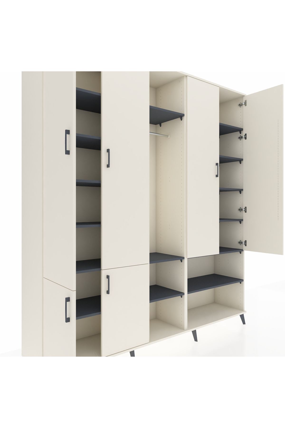 Hyperion Dolap 15 Raflı 5 Kapaklı Tek Askılı 220x44x243 - S553M021V05B