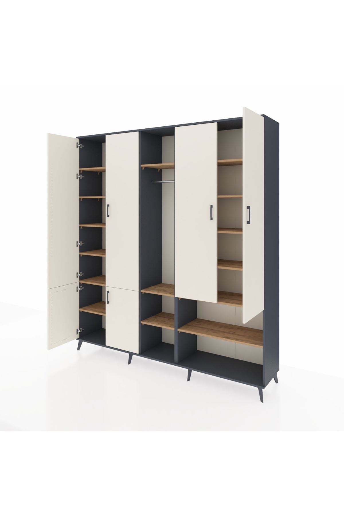 Hyperion Dolap 15 Raflı 5 Kapaklı Tek Askılı 220x44x243 - S553M021V15B