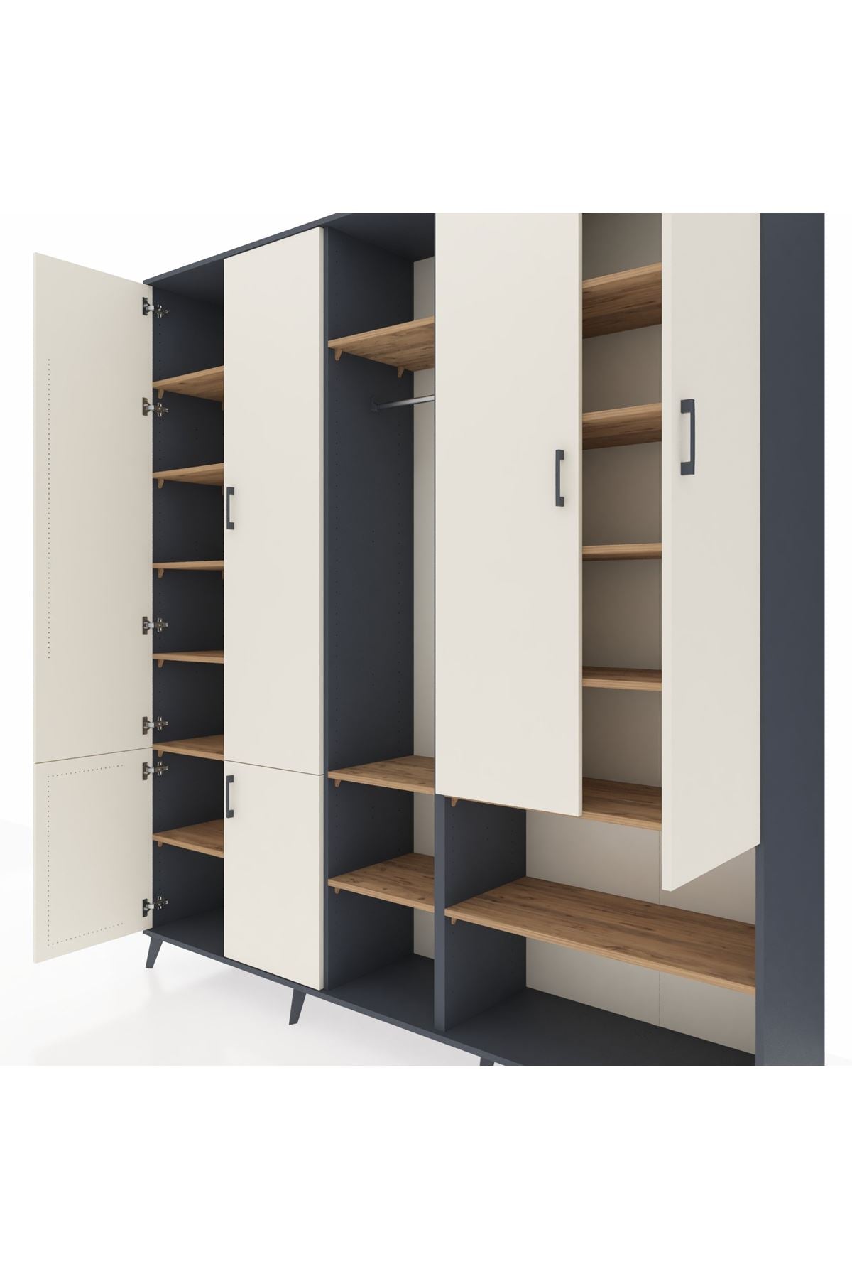 Hyperion Dolap 15 Raflı 5 Kapaklı Tek Askılı 220x44x243 - S553M021V15B