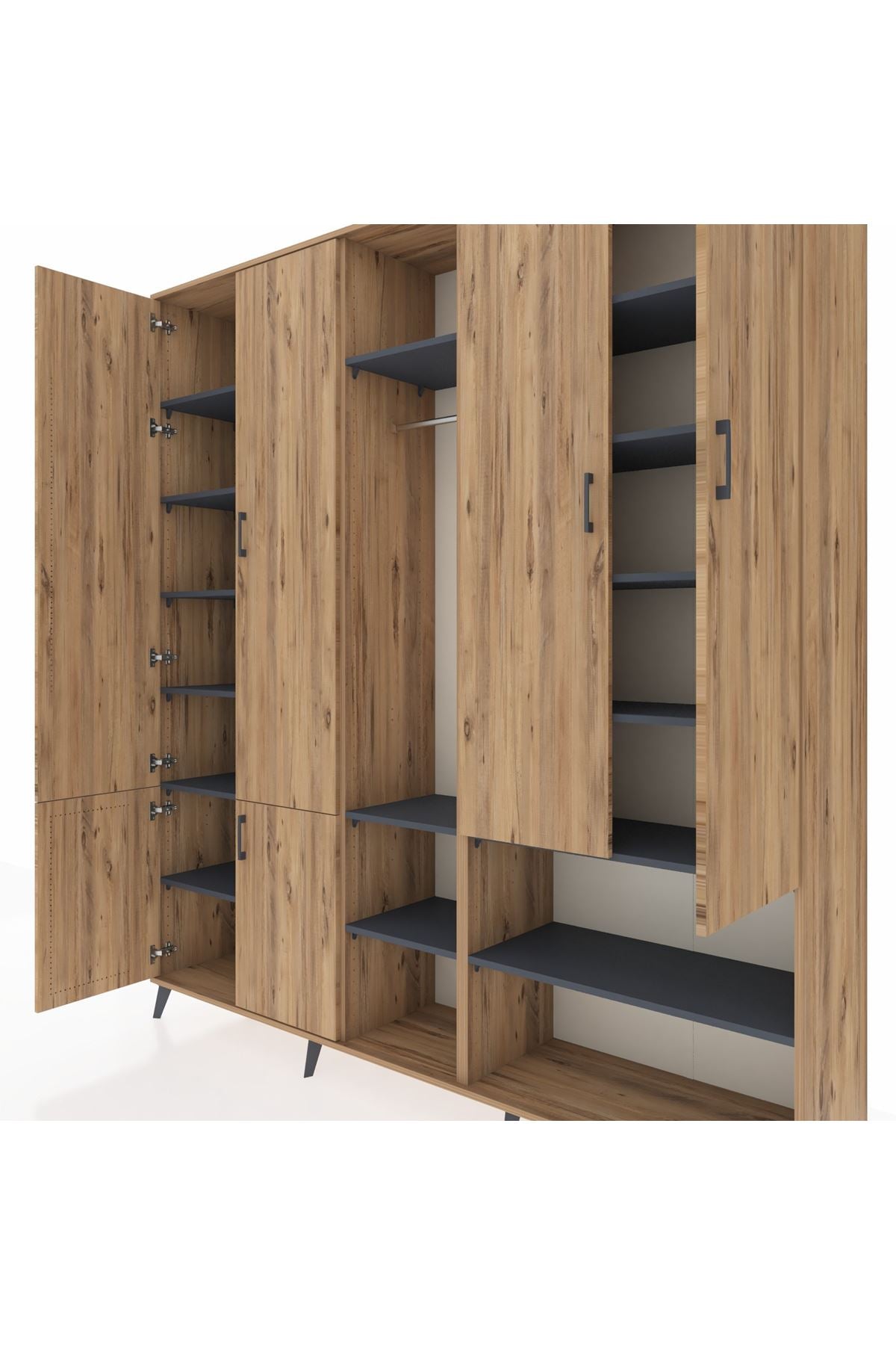 Hyperion Dolap 15 Raflı 5 Kapaklı Tek Askılı 220x44x243 - S553M021V20B