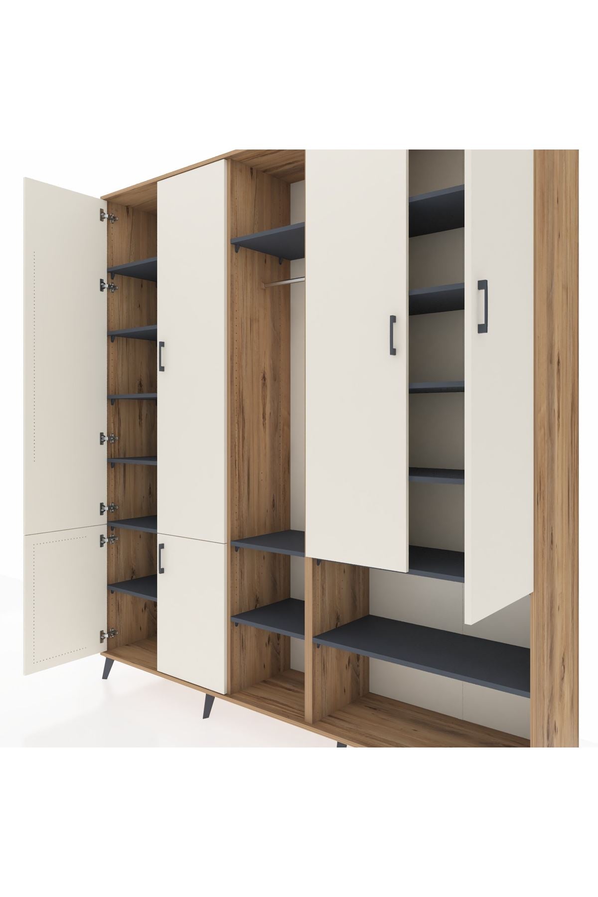 Hyperion Dolap 15 Raflı 5 Kapaklı Tek Askılı 220x44x243 - S553M021V23B