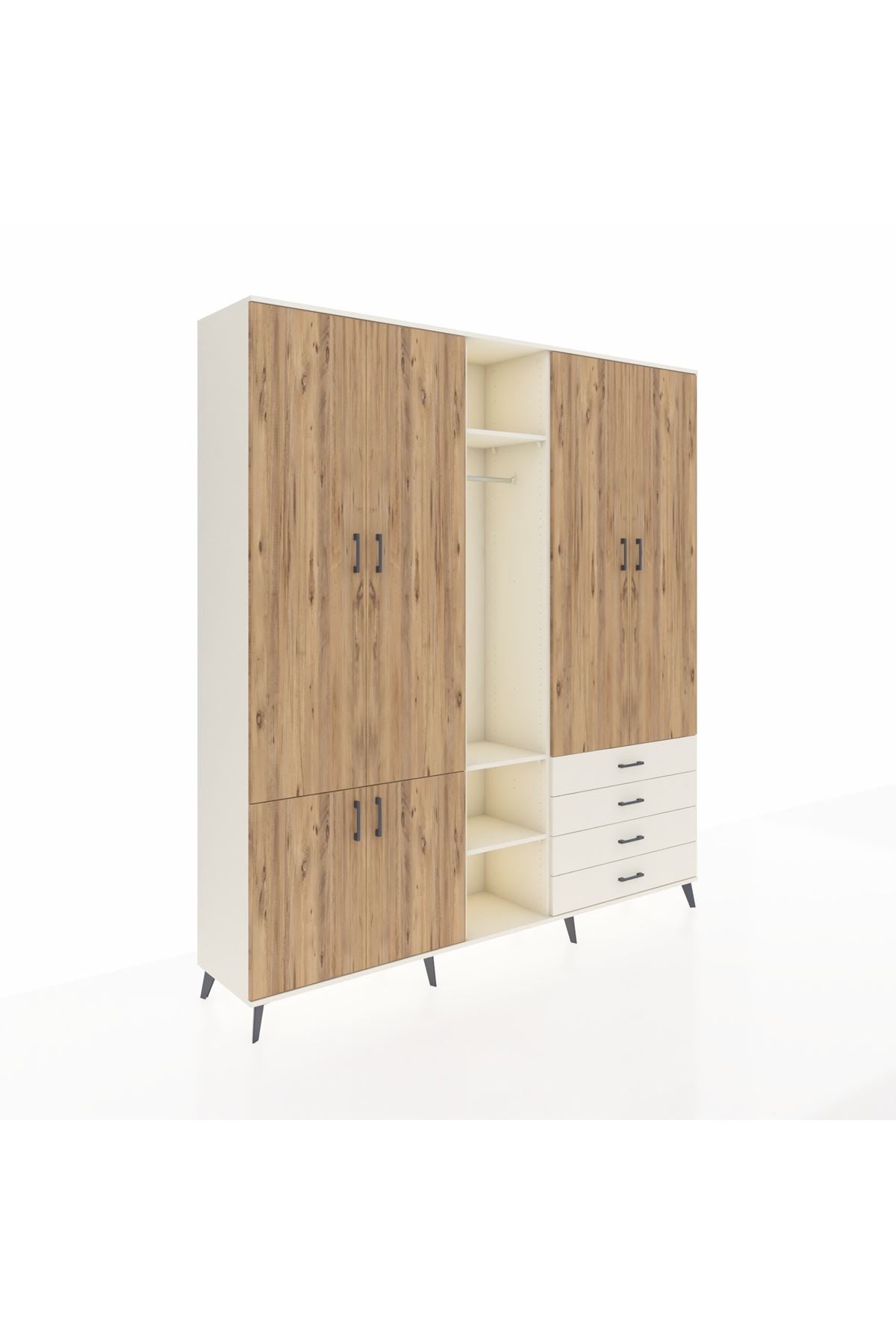 Hyperion Dolap 14 Raflı 4 Çekmeceli Tek Askılı 220x44x243 - S553M022V01B